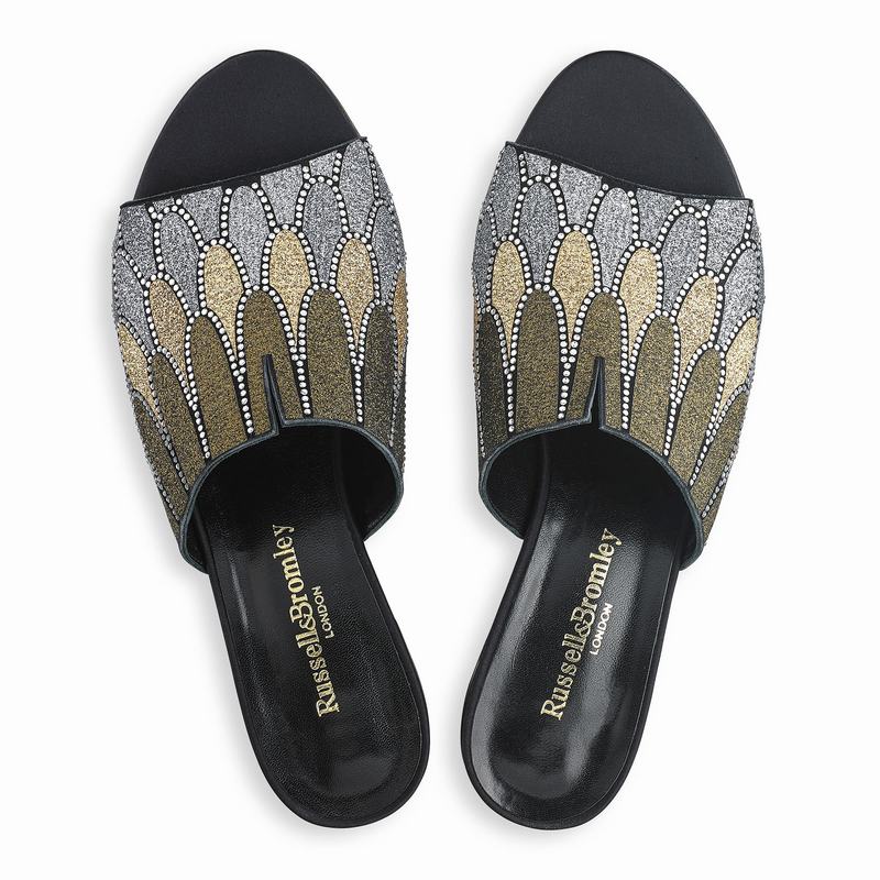 Russell And Bromley Feathers Mules Skor Dam Metallic | WLK2196ED