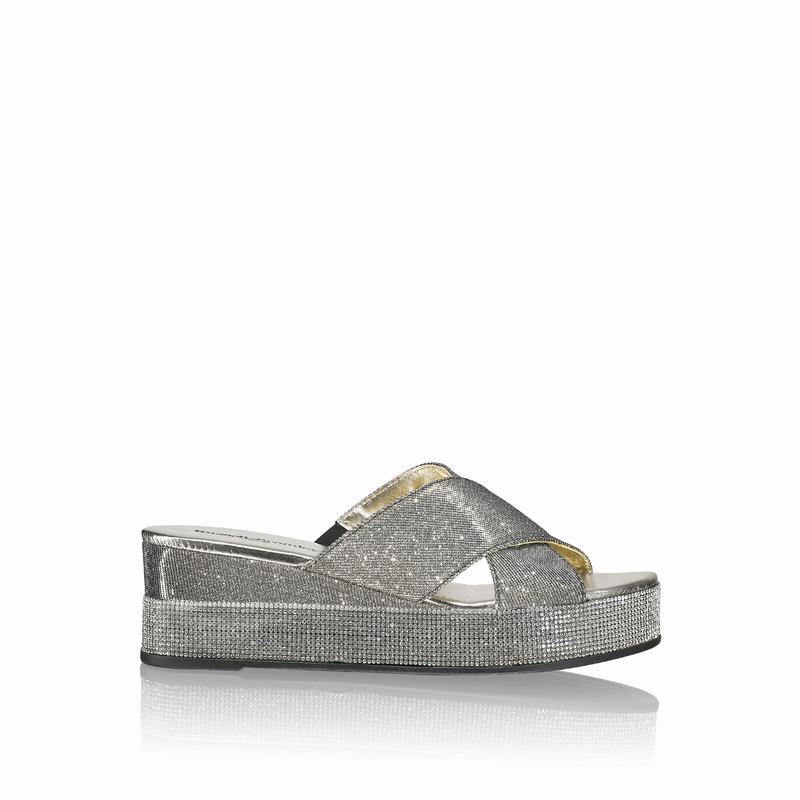 Russell And Bromley Plaza Luxe Kilklack Sandaler Dam Metallic | PLK26LV